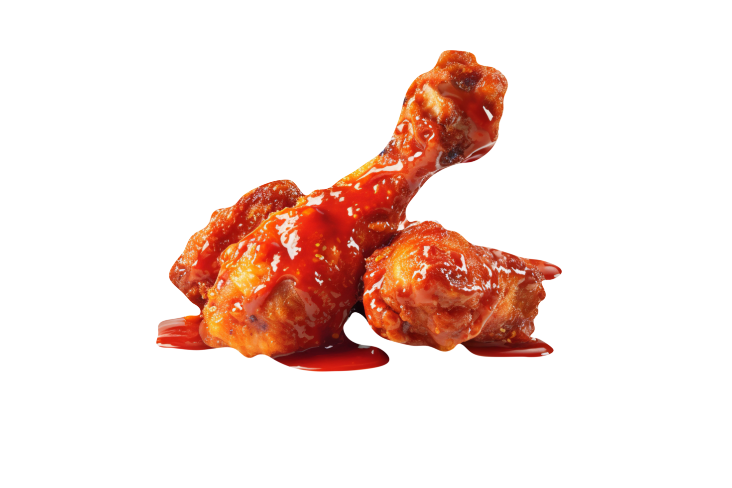 Tasty fried chicken with tomato sauce isolated on transparent background png