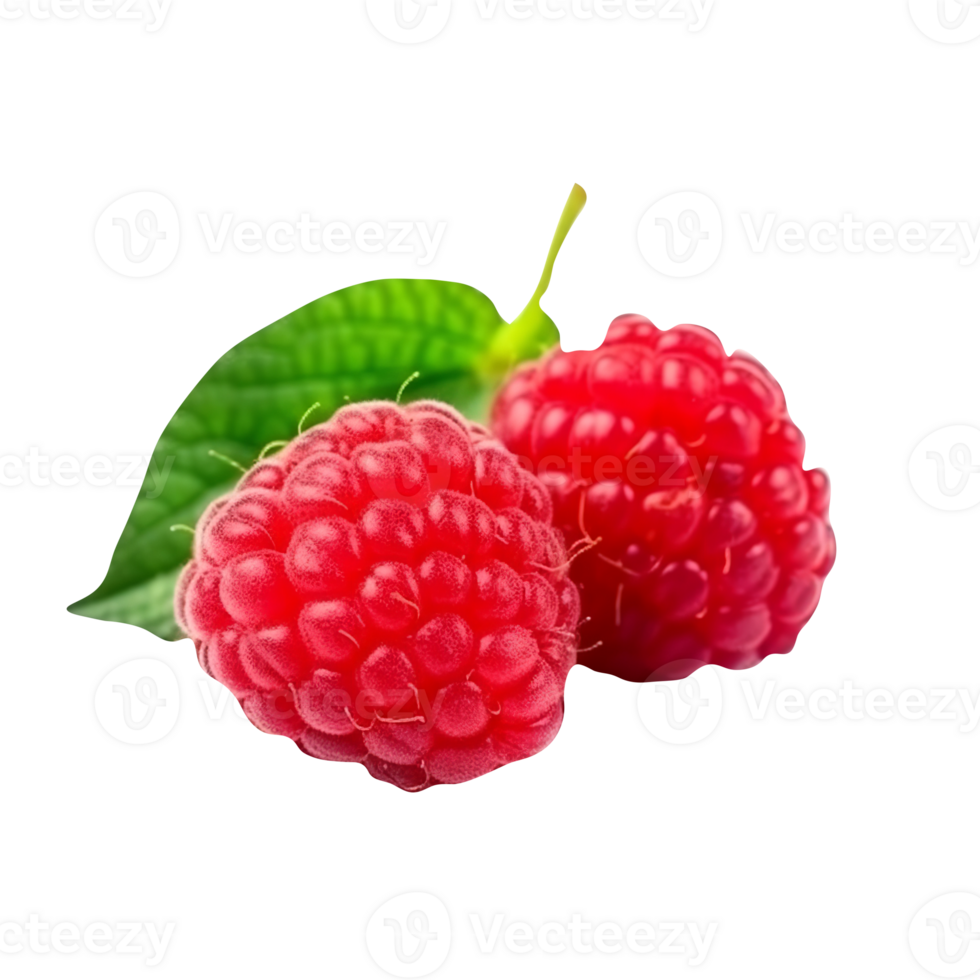 Fresh tasty raspberries isolated on transparent background png