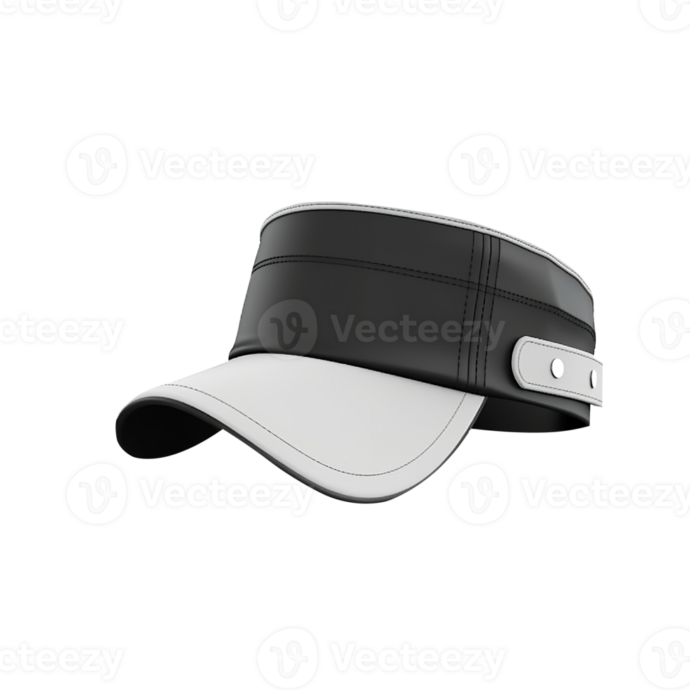 Beautiful black and white visor hat isolated on transparent background png