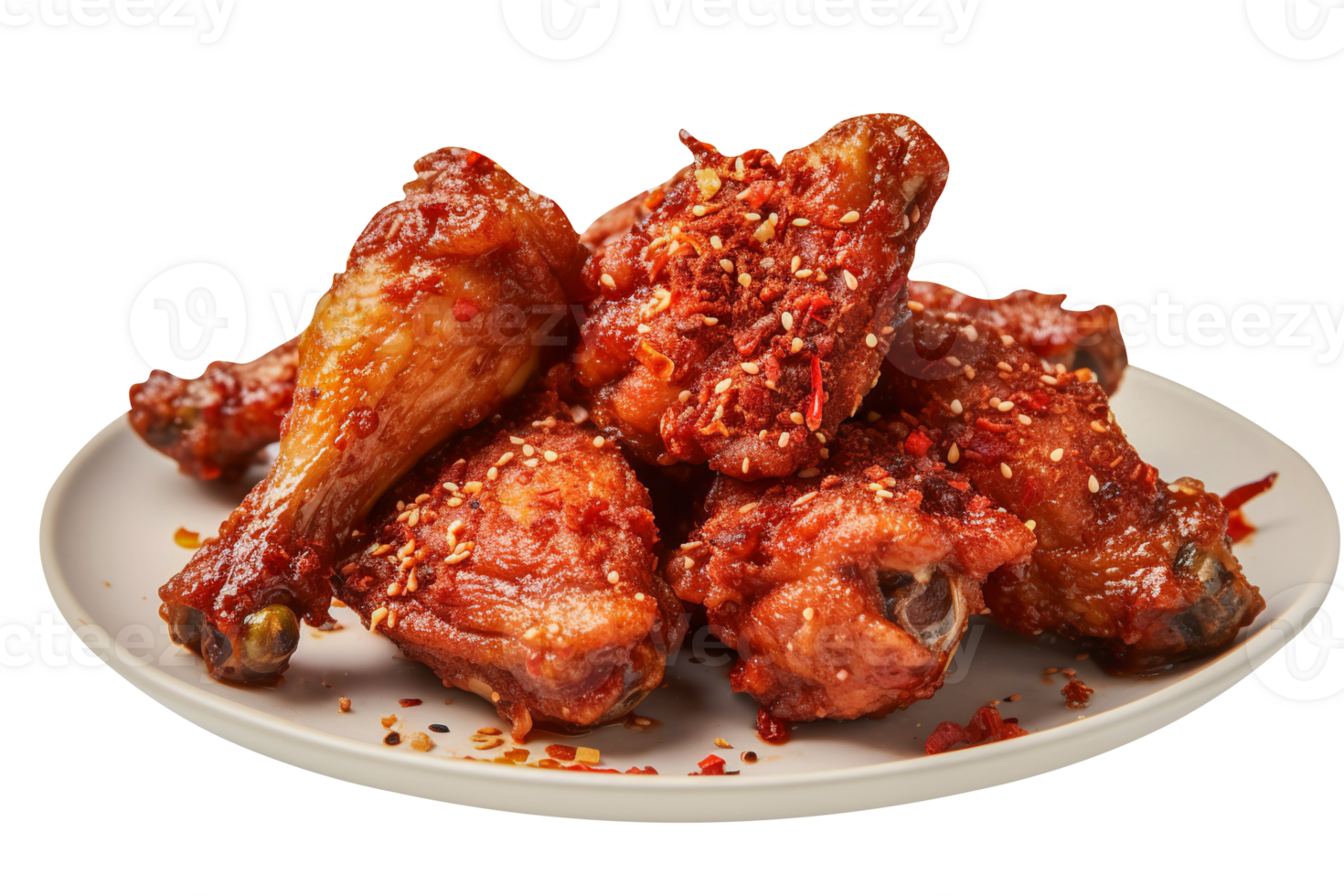 Tasty Szechuan fried chicken isolated on transparent background png