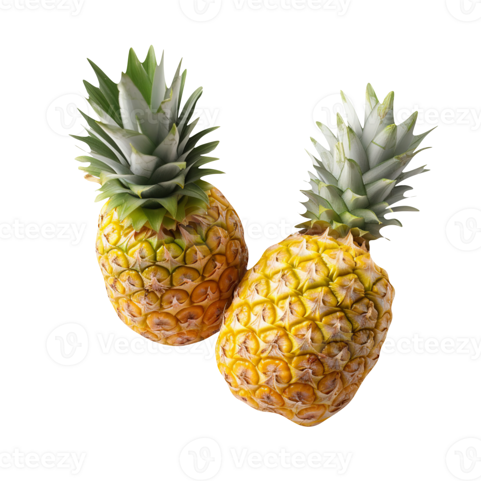 Fresh pineapple fruit pair isolated on transparent background png