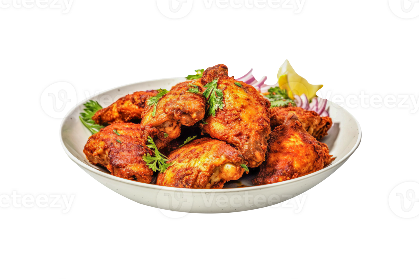 Tasty tandoori fried chicken isolated on transparent background png