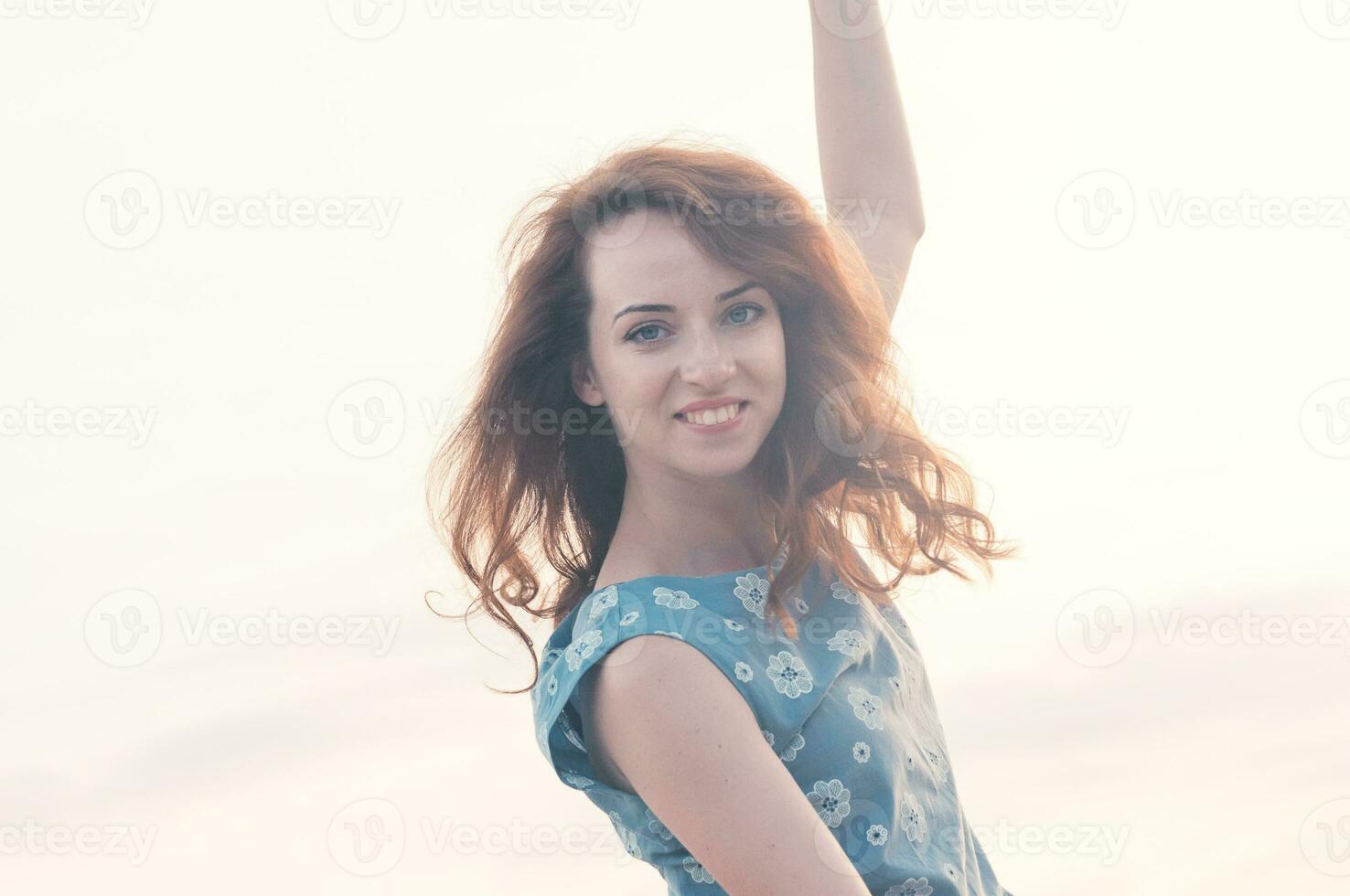 Pretty Girl Truly Smiling, Dancing, Outdoors Summertime photo