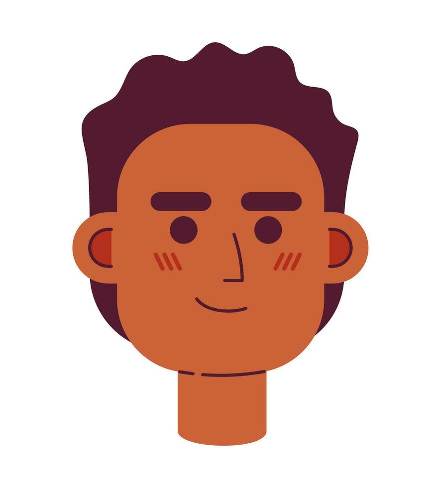 contento Rizado peludo hombre semi plano vector personaje cabeza. editable dibujos animados avatar icono. exitoso emprendedor. cara emoción. vistoso Mancha ilustración para web gráfico diseño, animación