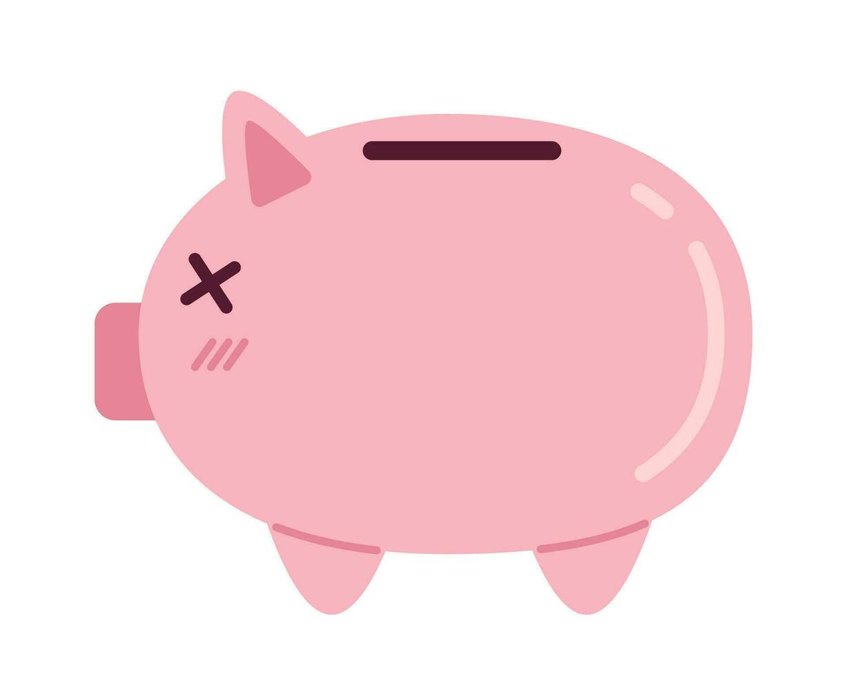 cerdito banco semi plano color vector objeto. editable dibujos animados acortar Arte icono en blanco antecedentes. ahorro dinero. sencillo Mancha ilustración para web gráfico diseño