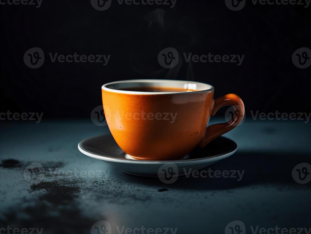 3D Render of Coffee Cup on Table Background, photo