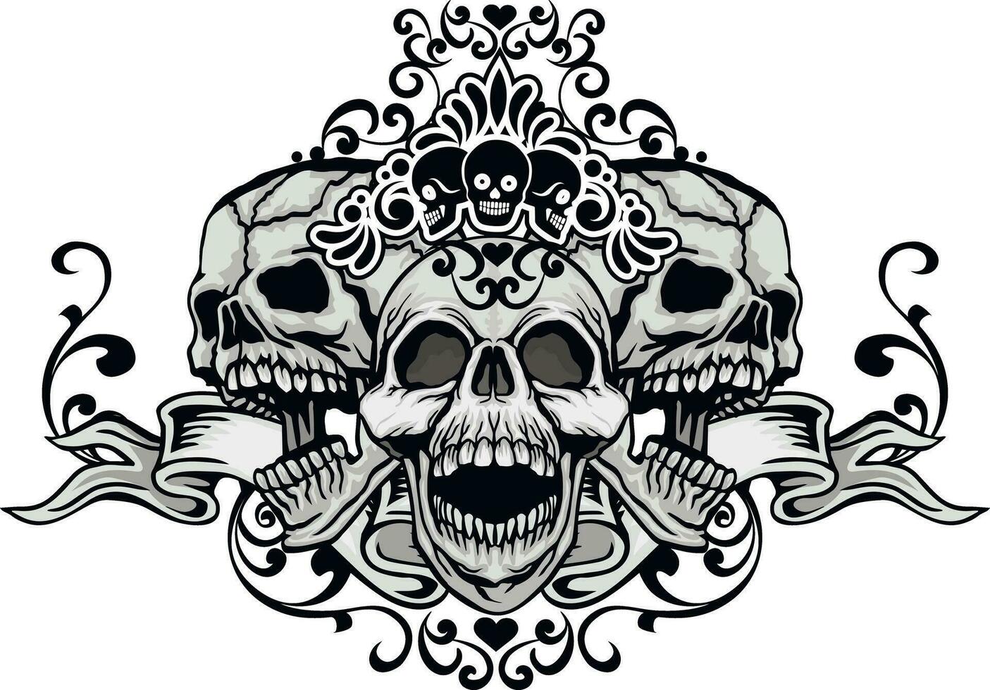 Gothic sign with skull, grunge vintage design t shirts vector