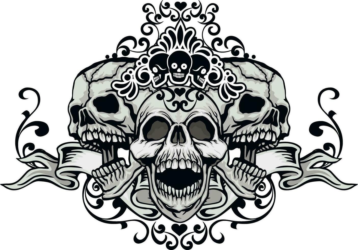 Signo gótico con calavera, camisetas de diseño vintage grunge vector