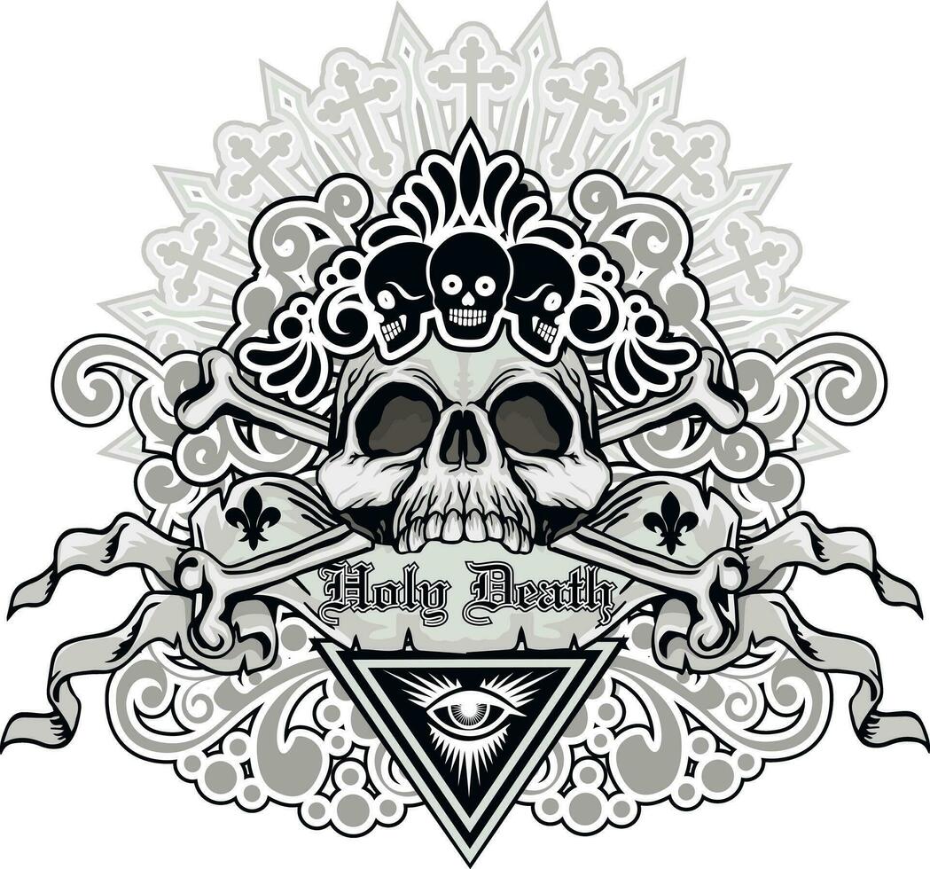 Gothic sign with skull, grunge vintage design t shirts vector