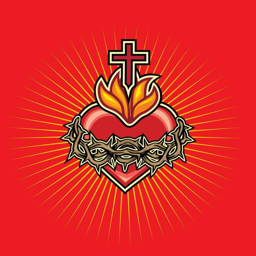 catholic symbol, Most Sacred Heart of Jesus vector