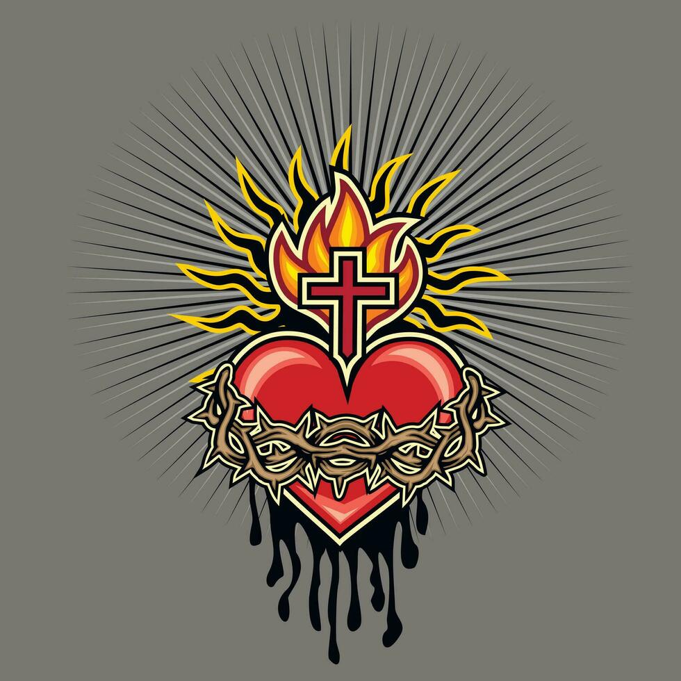 catholic symbol, Immaculate Heart of saint Mary vector
