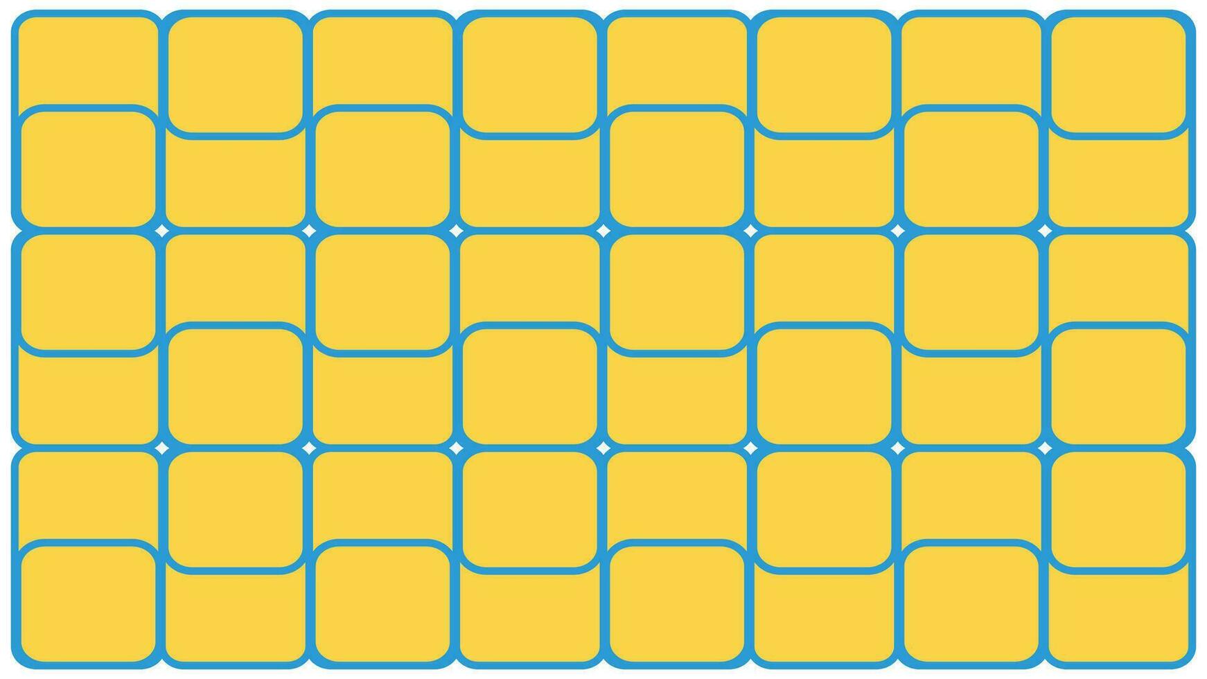Geometric pattern with yellow and blue squares on a white background. Old school design yellow geometric pattern with oldschool shapes vector