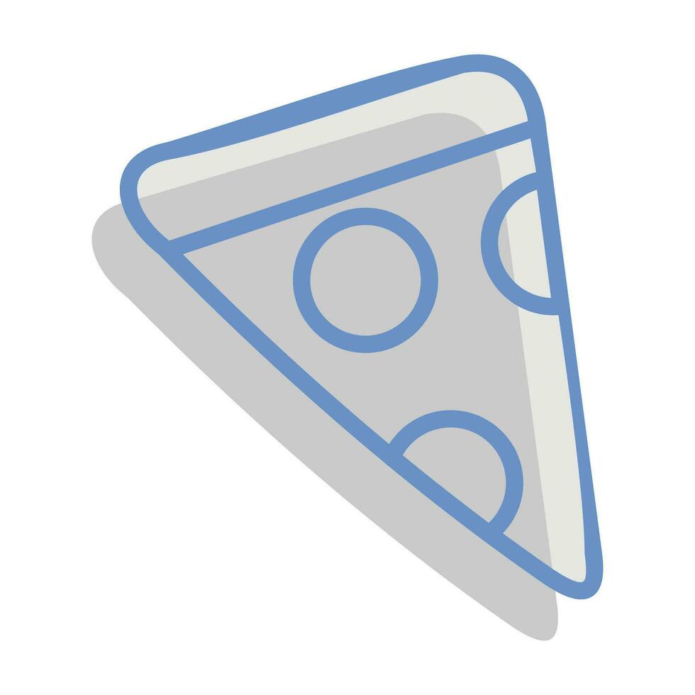 Pizza flat icon on white background for web design, mobile app. Outline pizza icon in gray color with shadow vector