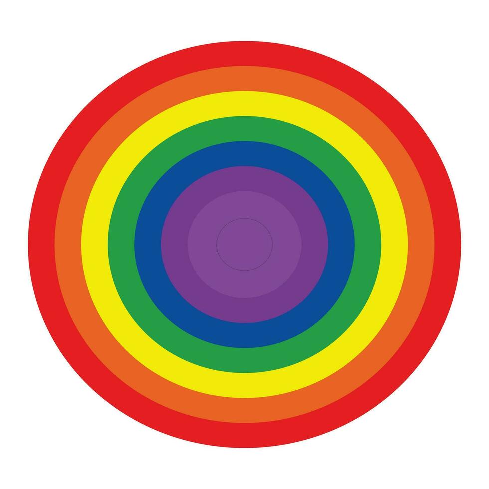 Isolated rainbow icon on a white background, Vector illustration. Target circle in archery. Dartboard with rainbow colors.