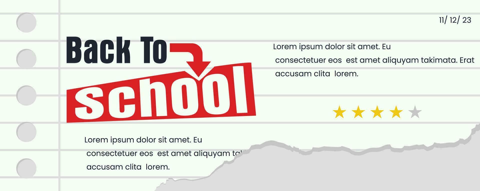 back to school banner with vector paper texture background