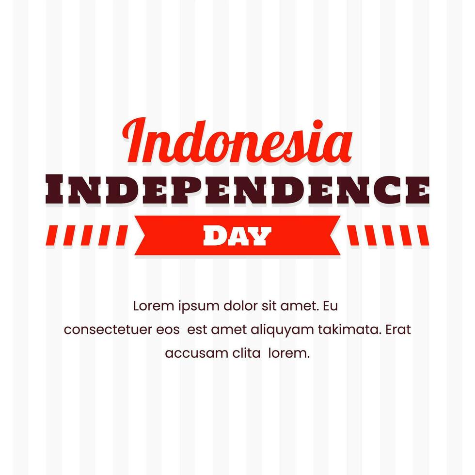 Indonesian independence day greeting design in white background vector