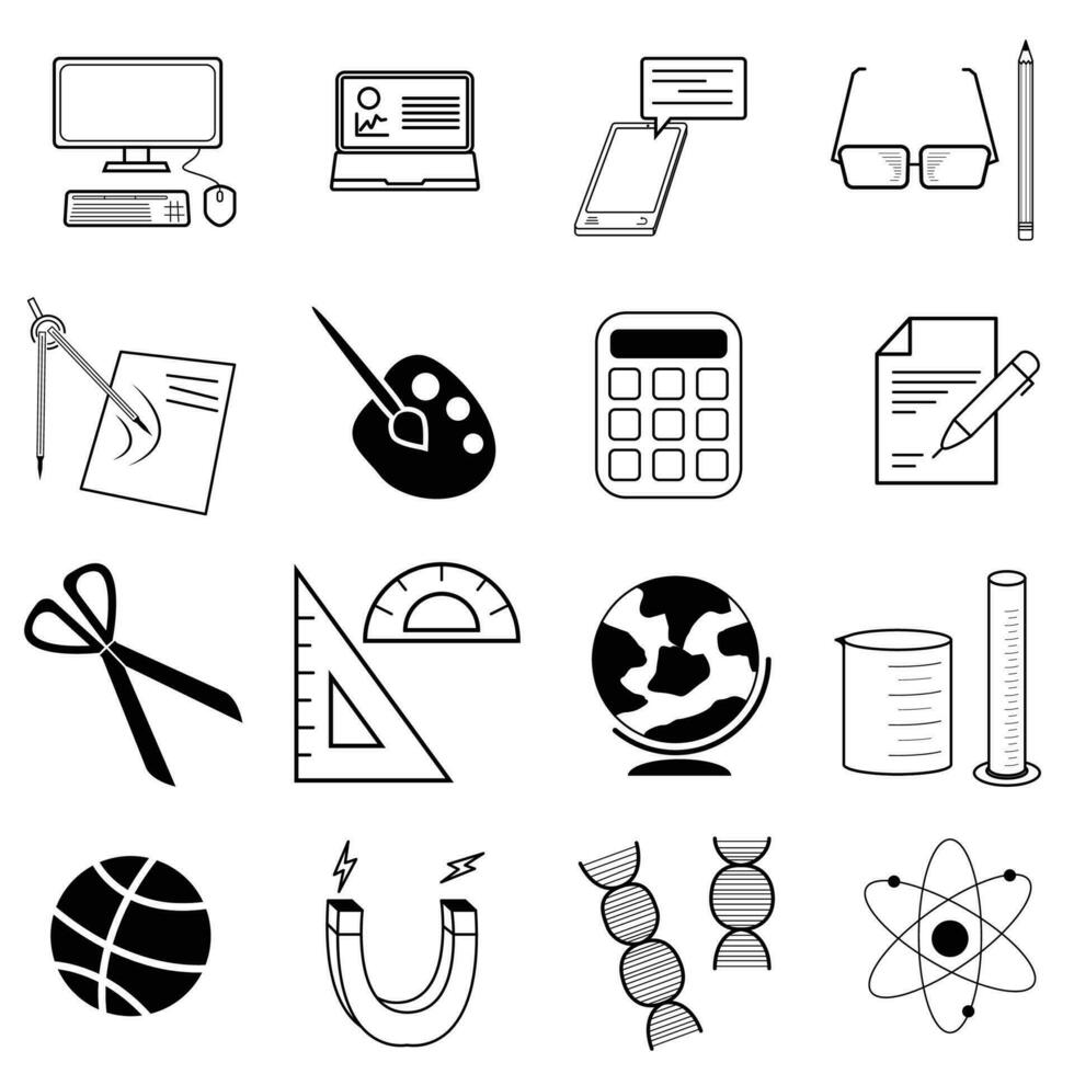 educación icono conjunto plano diseño educación y escuela. colección moderno infografía logo y pictograma. vector