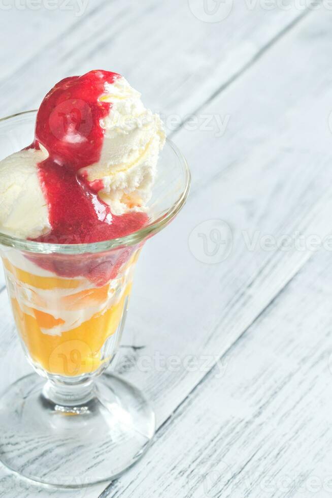 Peach Melba ice cream photo