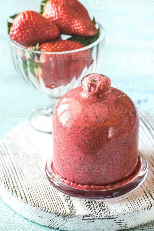 Strawberry chia seed pudding photo