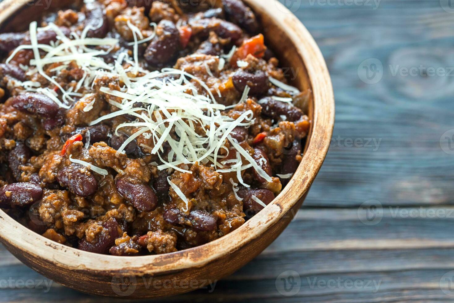 Bowl of chili con carne photo