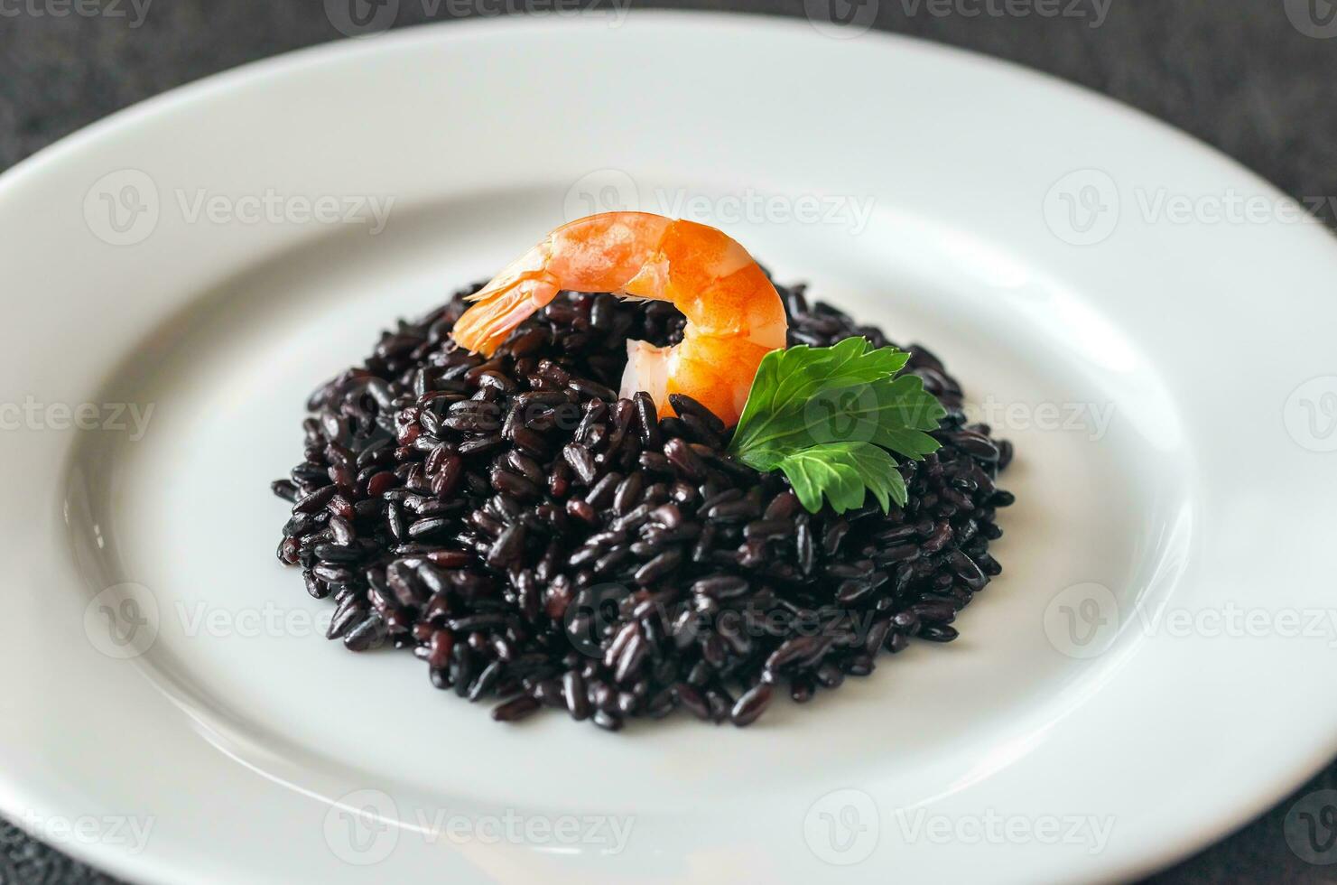 Black wholegrain rice with shrimp photo