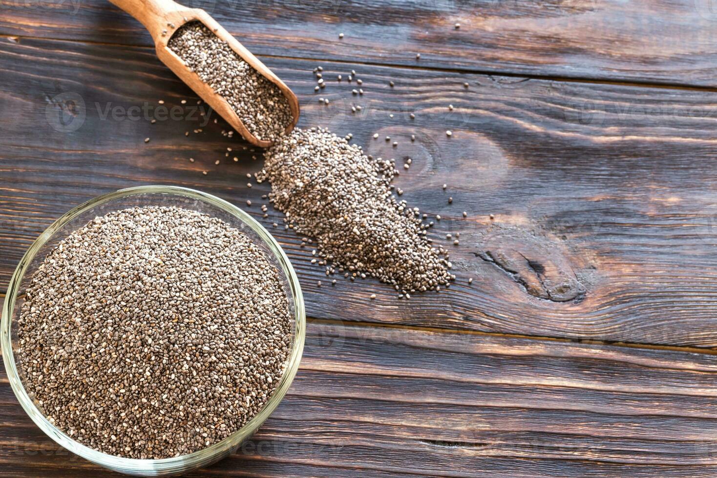 vaso cuenco de chia semillas foto