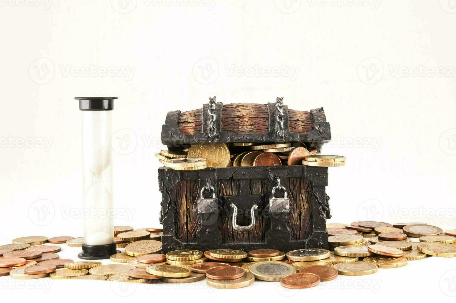 M ini treasure trunk with coins photo