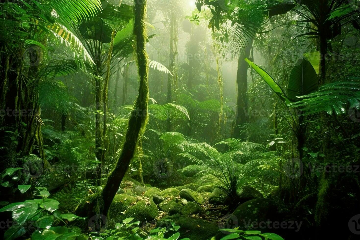 ai generado selva es a menudo referido a como el livianos de el tierra porque de sus capacidad a Produce oxígeno. foto