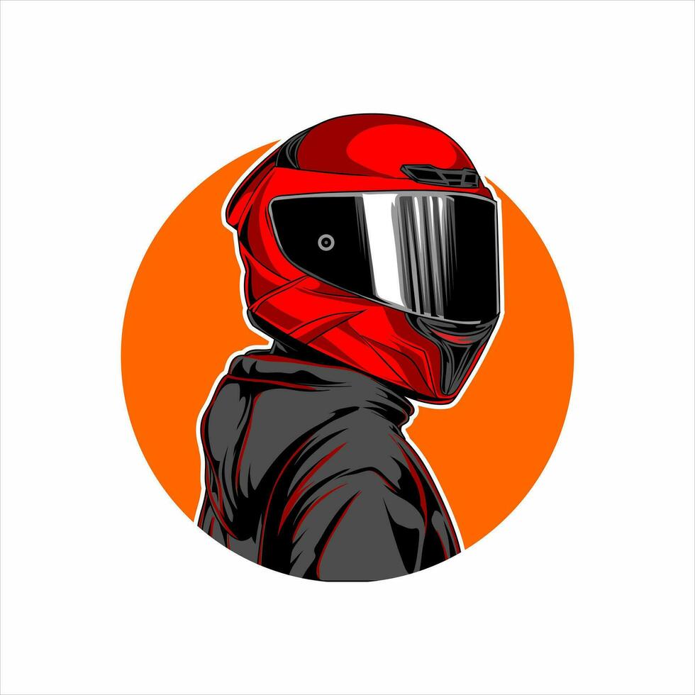 rider logo with the concept of men using helmets vector