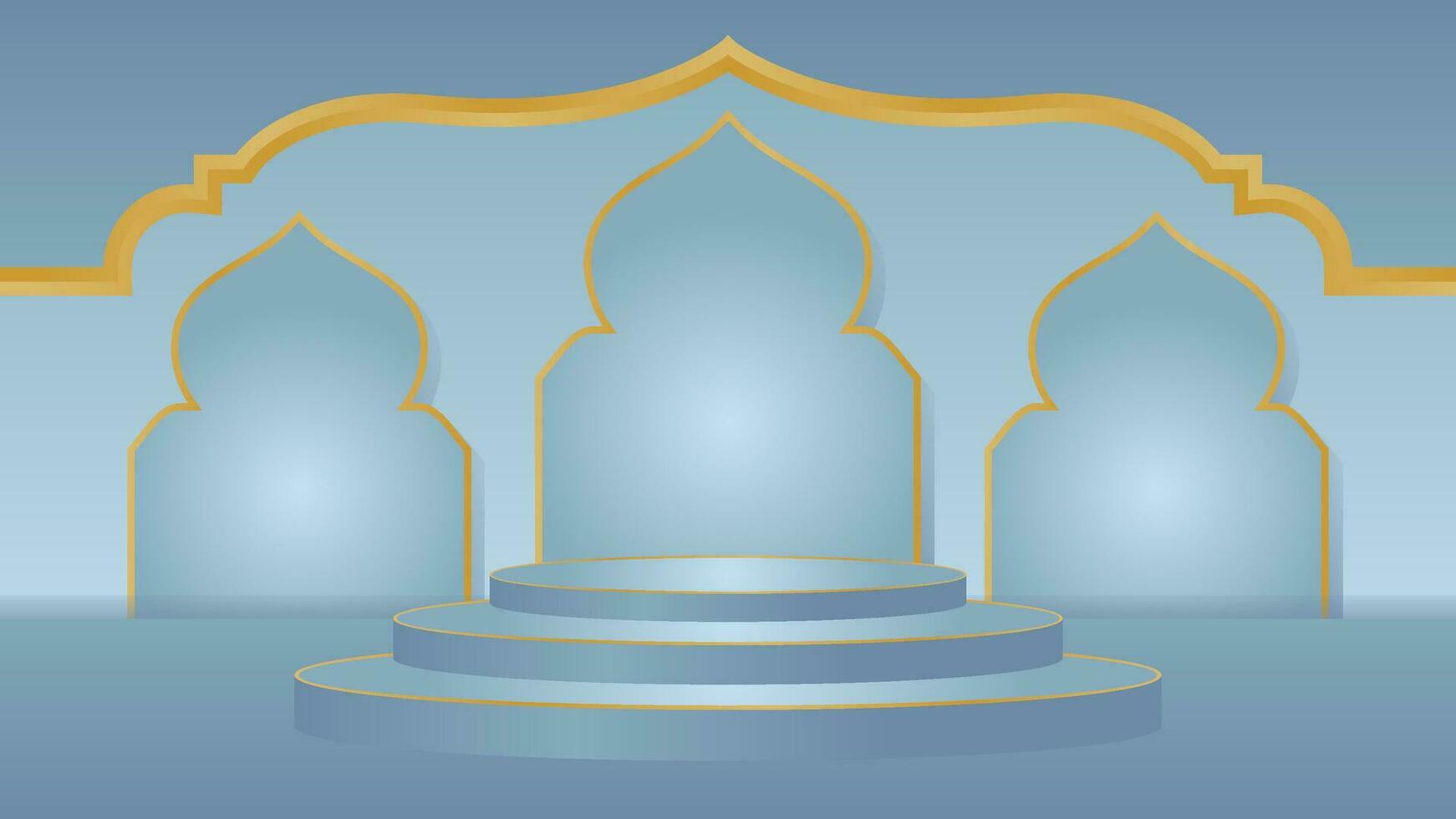 islamic podium display decoration background with arabic ornament realistic vector illustration