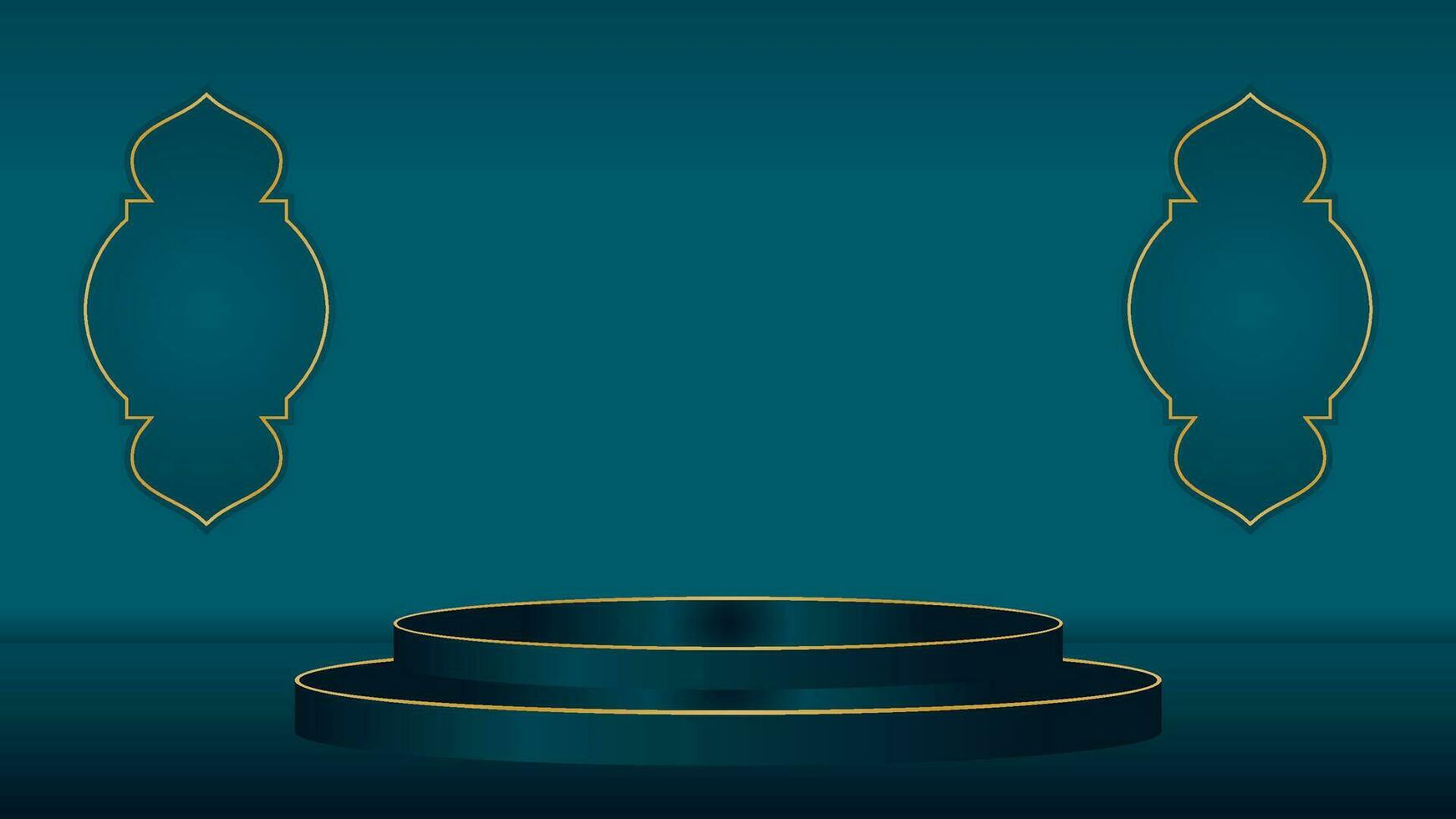 islamic podium display decoration background with arabic ornament realistic vector illustration