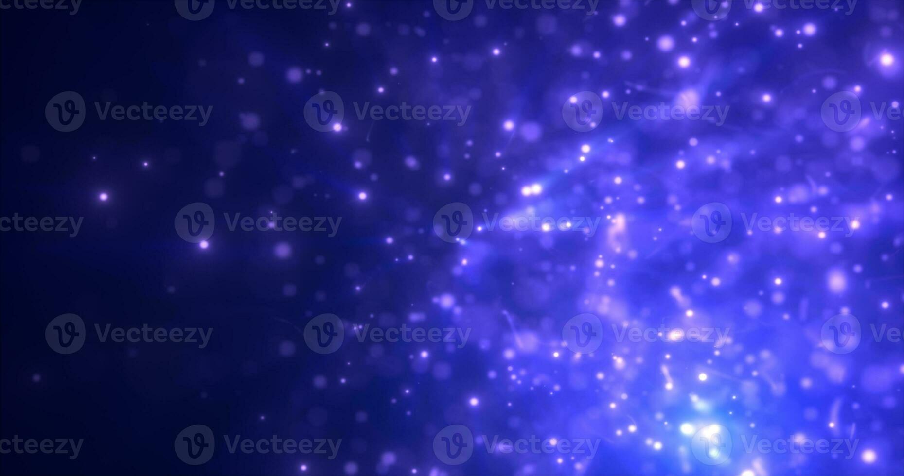 Abstract blue energy particles and dots glowing flying sparks festive with bokeh effect and blur background photo