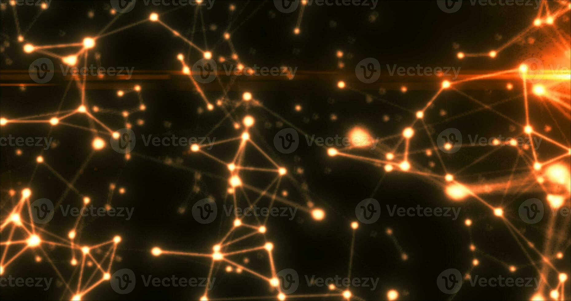 Abstract yellow orange energy lines plexus triangles magical bright glowing futuristic hi-tech background photo