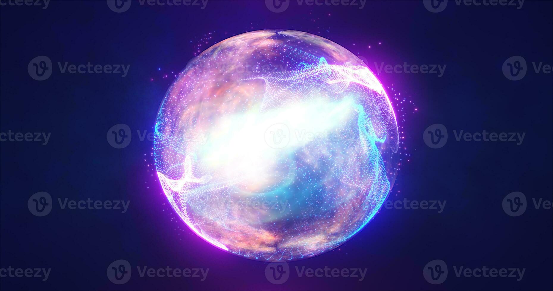 Abstract energy sphere with glowing bright particles energy scientific futuristic hi-tech background photo