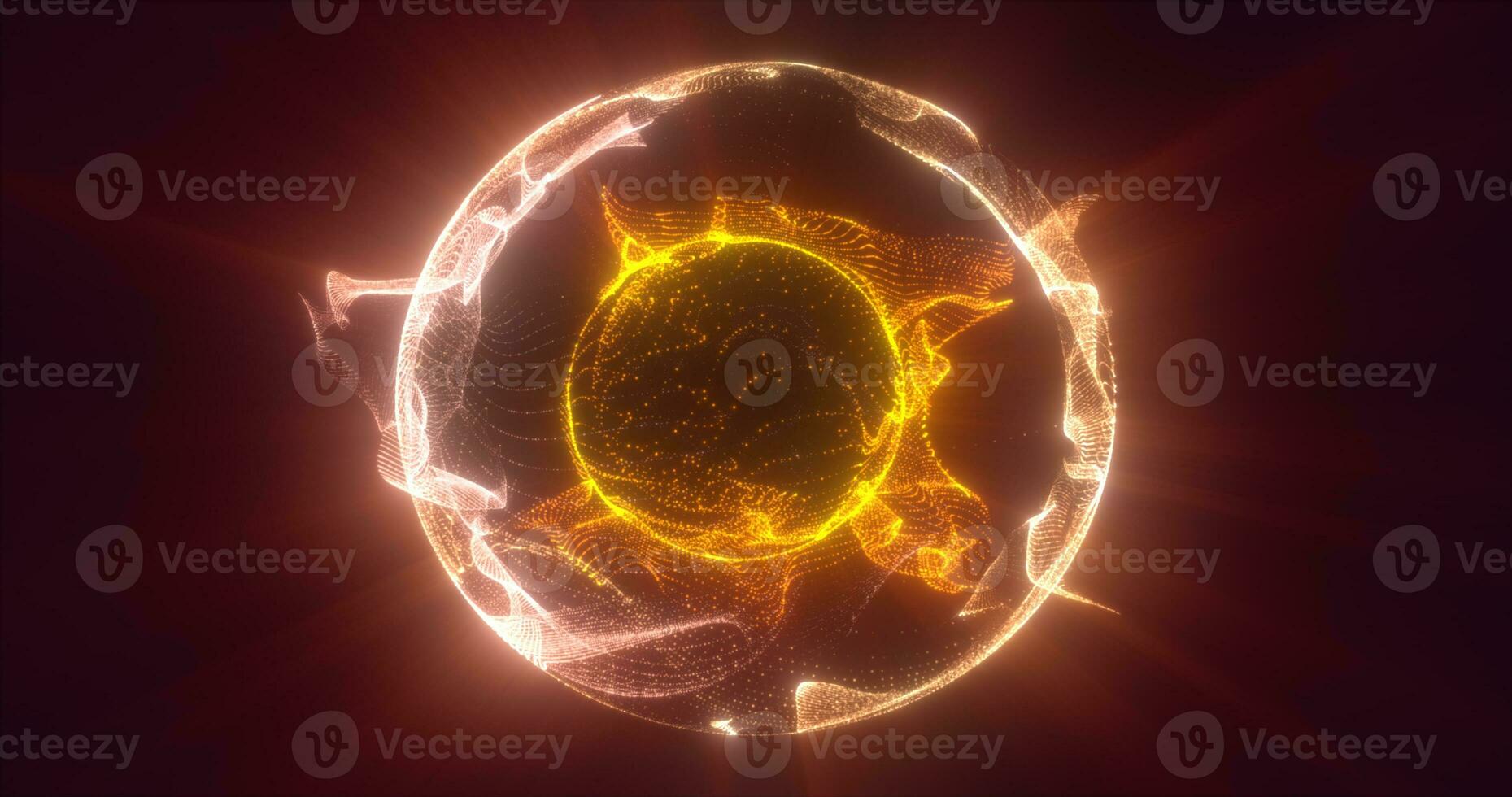 Abstract yellow orange energy particle sphere glowing electric magical futuristic high-tech space photo