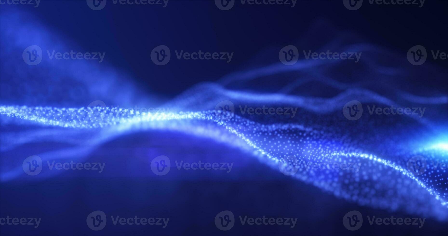 Abstract blue energy waves from particles of futuristic hi-tech glowing background photo