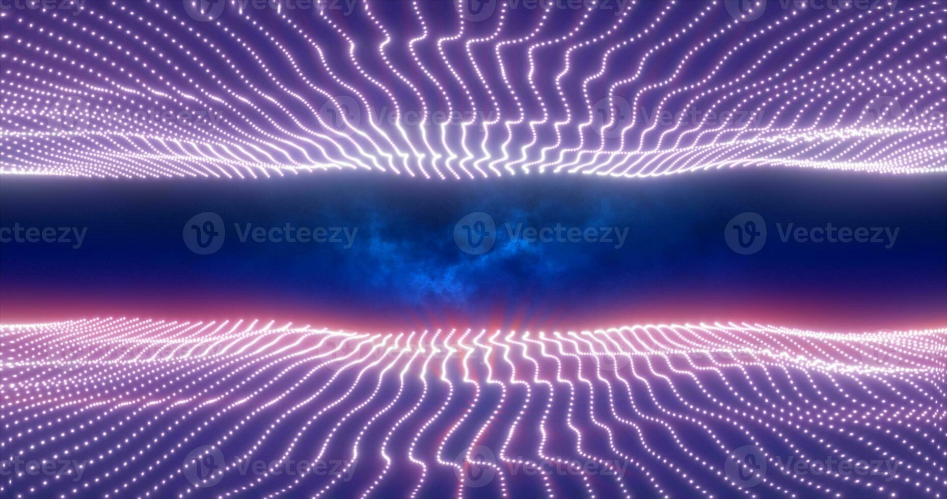 Abstract purple energy waves from particles above and below the screen magical bright glowing futuristic hi-tech background photo