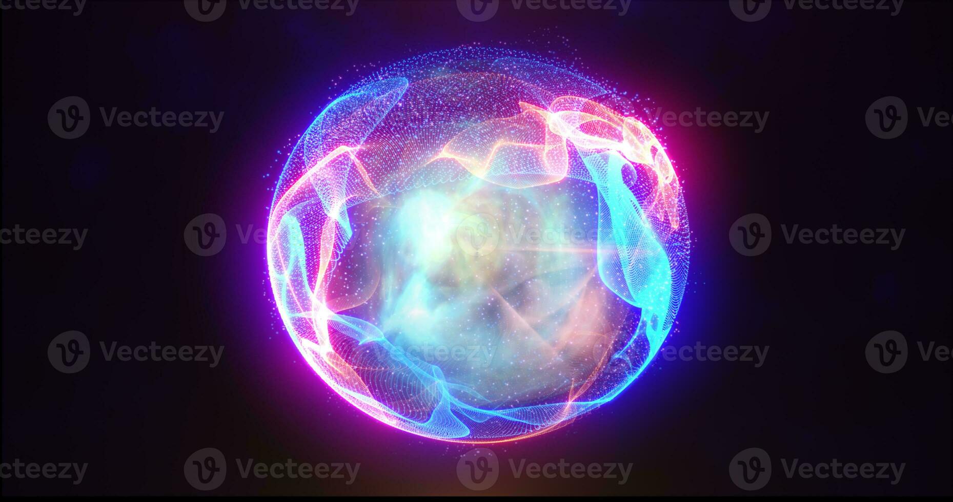 Abstract energy sphere with glowing bright particles energy scientific futuristic hi-tech background photo