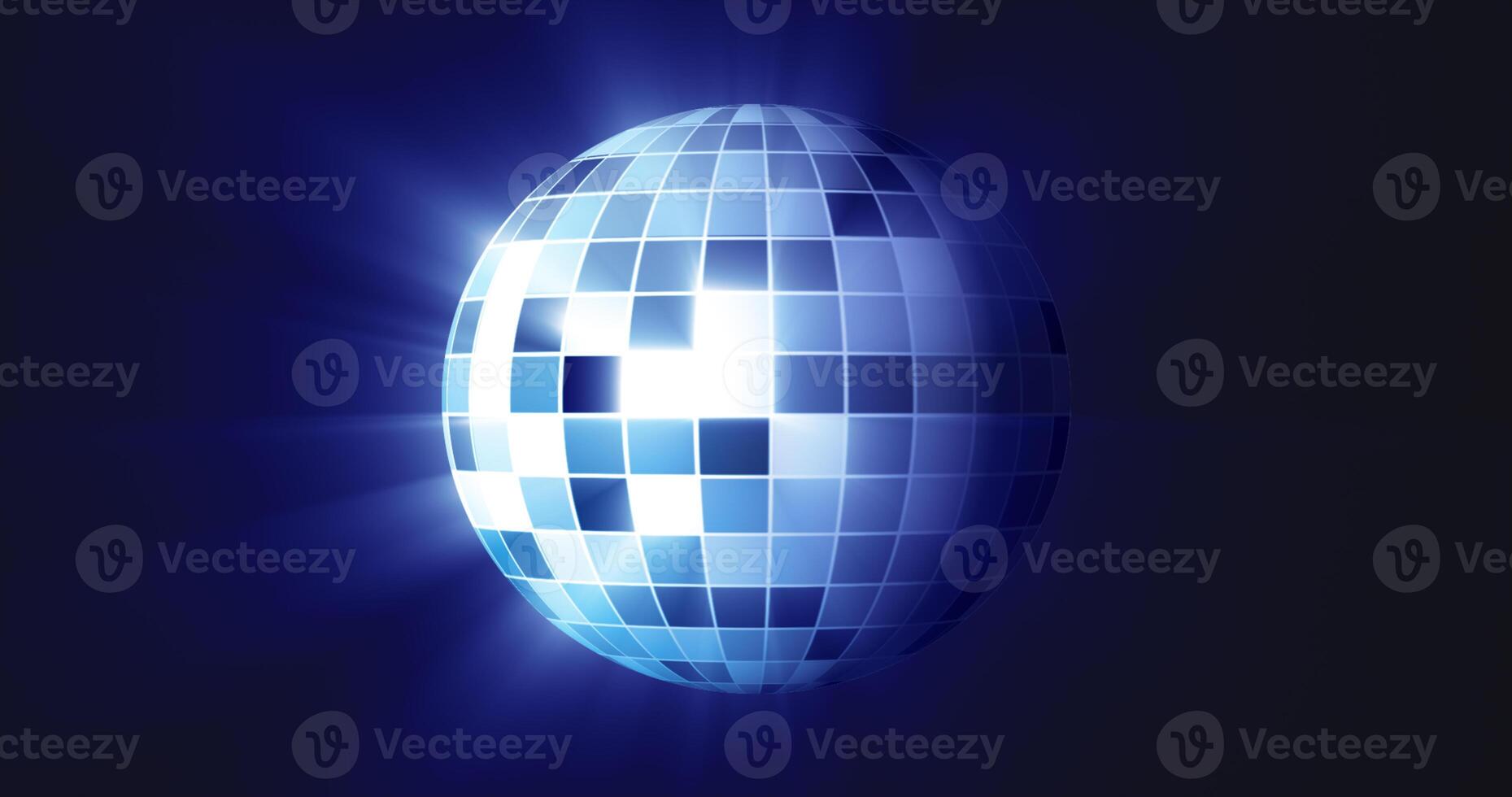 Abstract blue mirrored spinning round disco ball for discos and dances