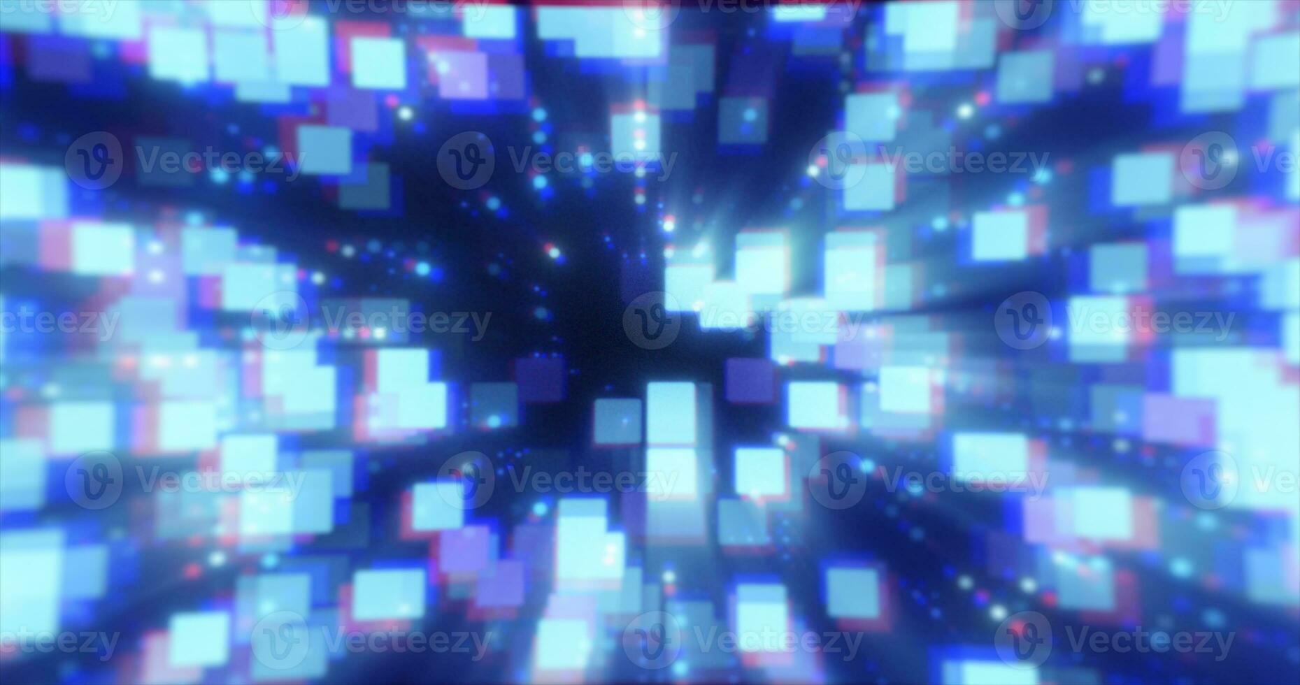Abstract blue futuristic hi-tech energy particles dots and squares magical bright glowing background photo