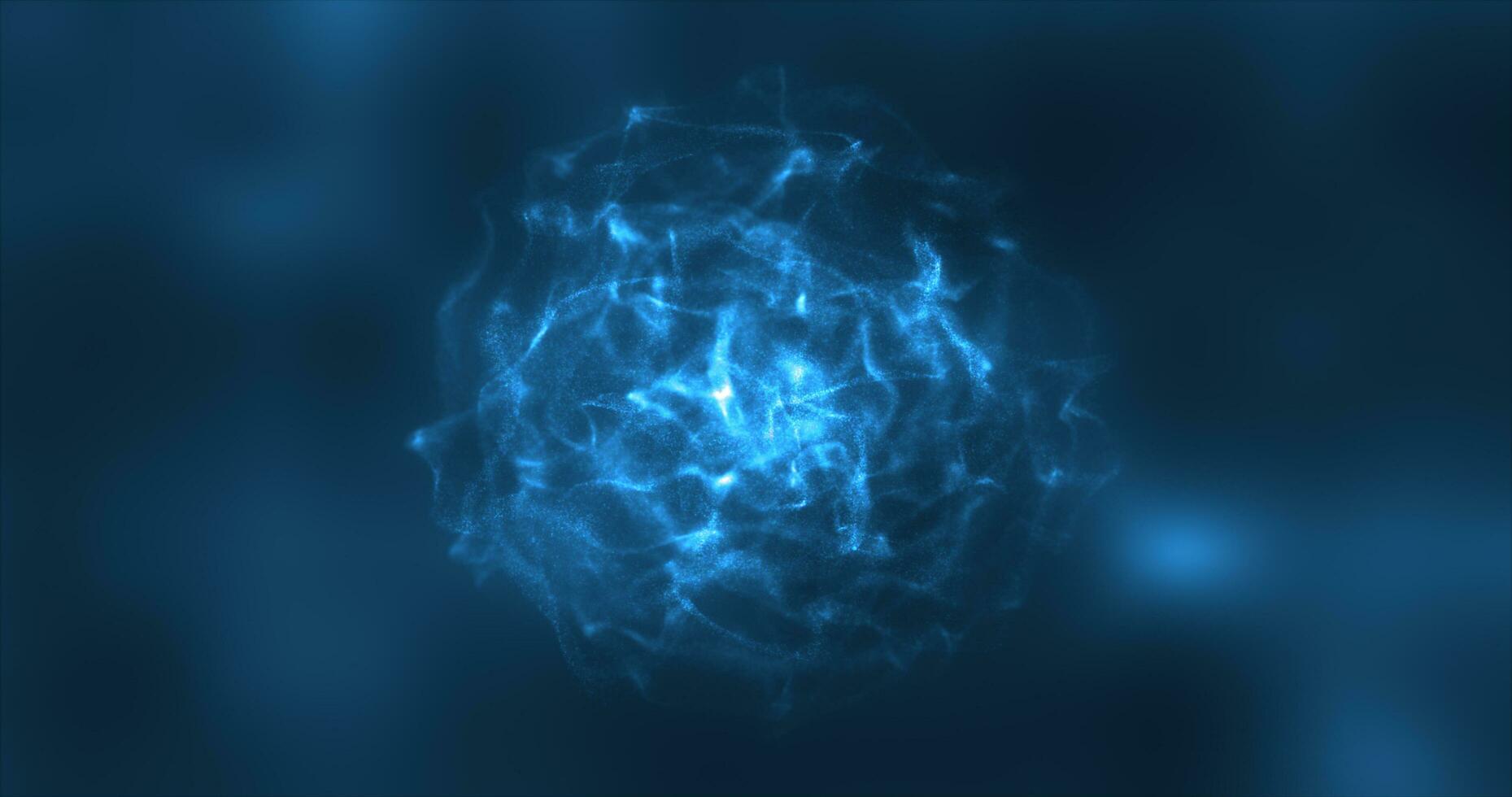 Abstract blue energy round sphere glowing with particle waves hi-tech digital magic abstract background photo