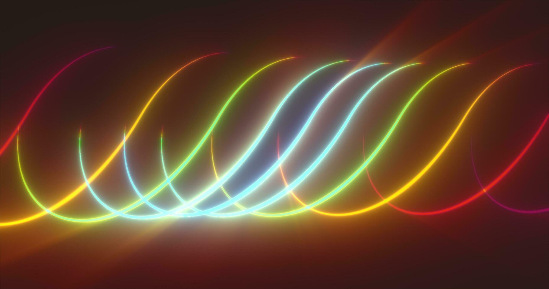 Abstract multicolored glowing bright magical energy lines on a black background photo