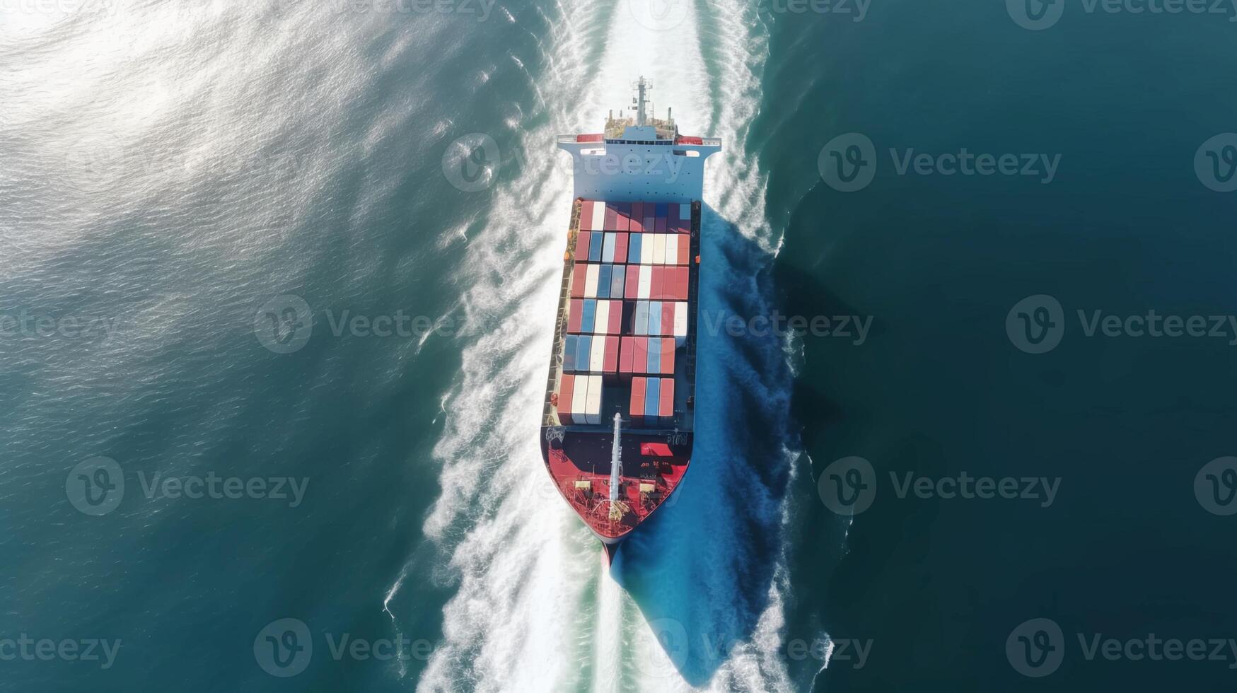 Large cargo ship with containers for cargo transportation. The concept of transportation of goods by sea on the terms of DAP DDP logistics. AI generated photo