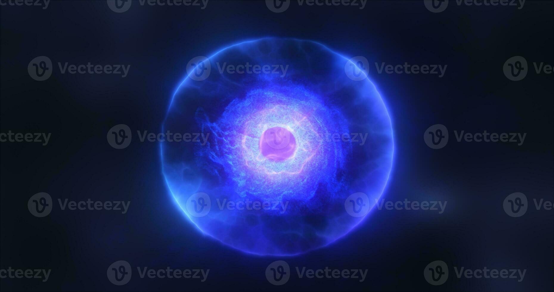 resumen esfera átomo con electrones volador brillante brillante partículas y energía magia campo, Ciencias futurista de alta tecnología antecedentes foto