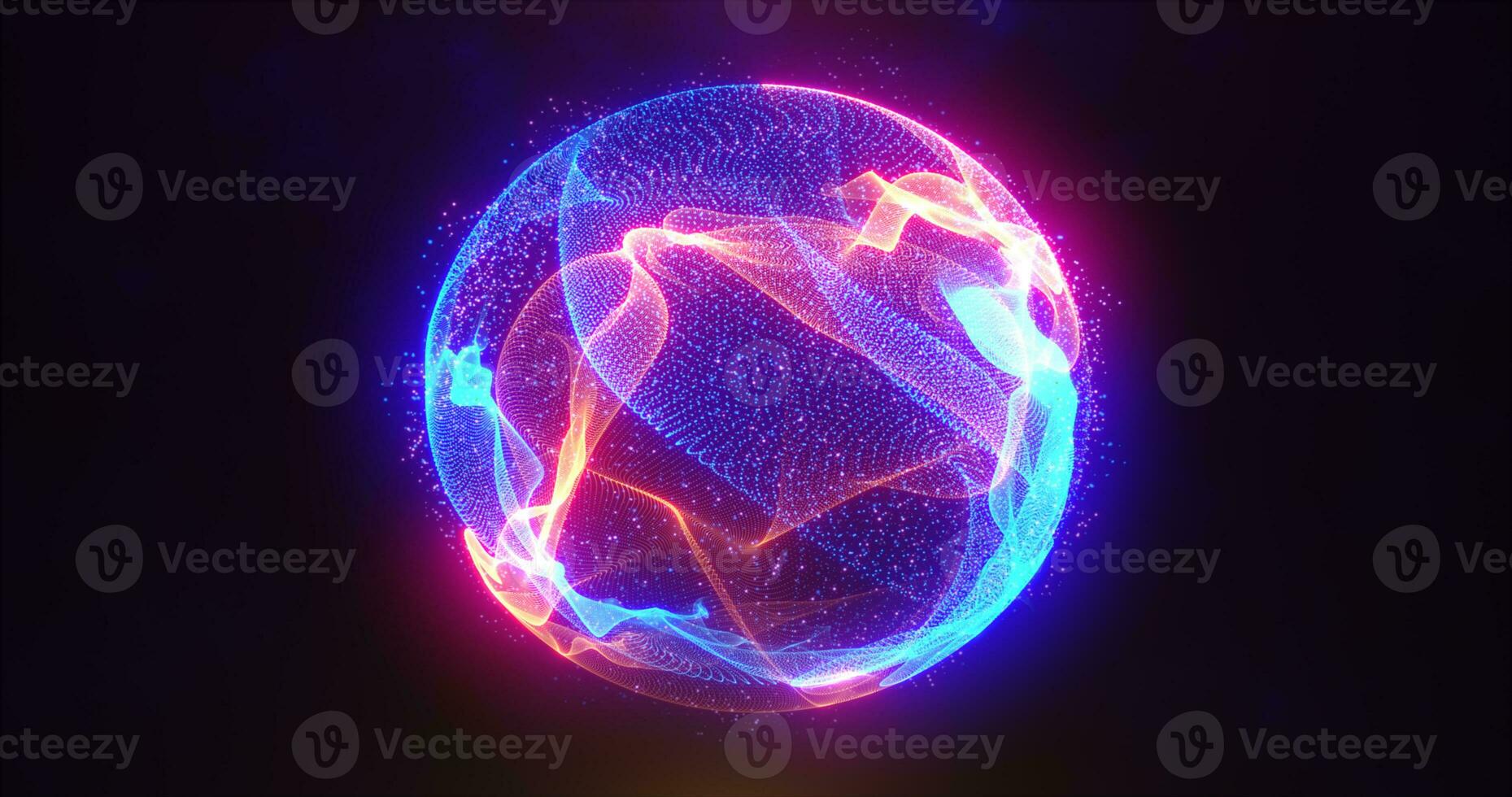 Abstract energy sphere with glowing bright particles energy scientific futuristic hi-tech background photo