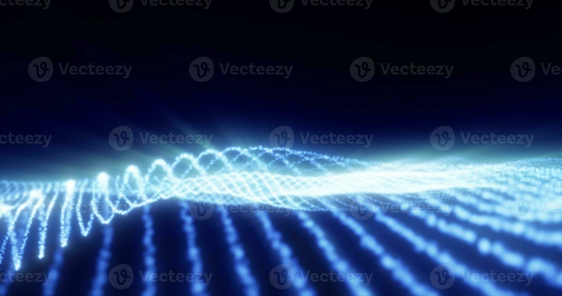Abstract blue waves from glowing particles and lines futuristic hi-tech background photo