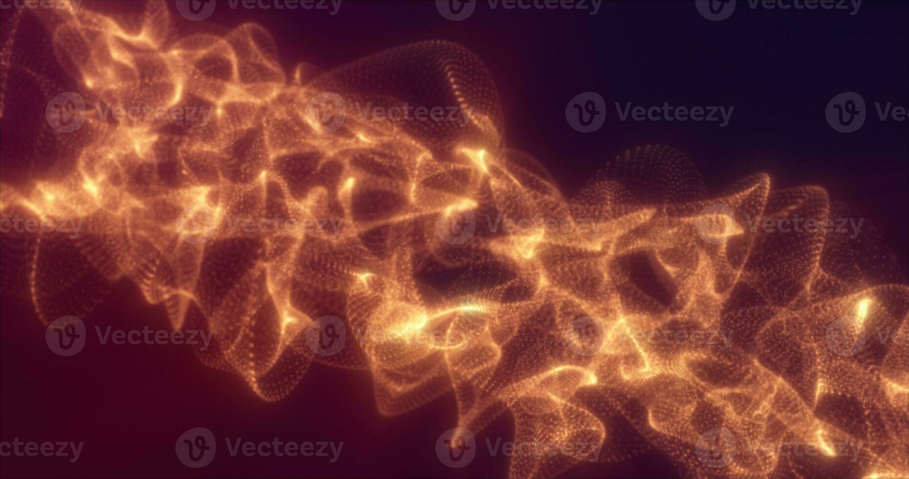 Abstract orange gold energy waves from futuristic hi-tech mesh particles glowing background photo