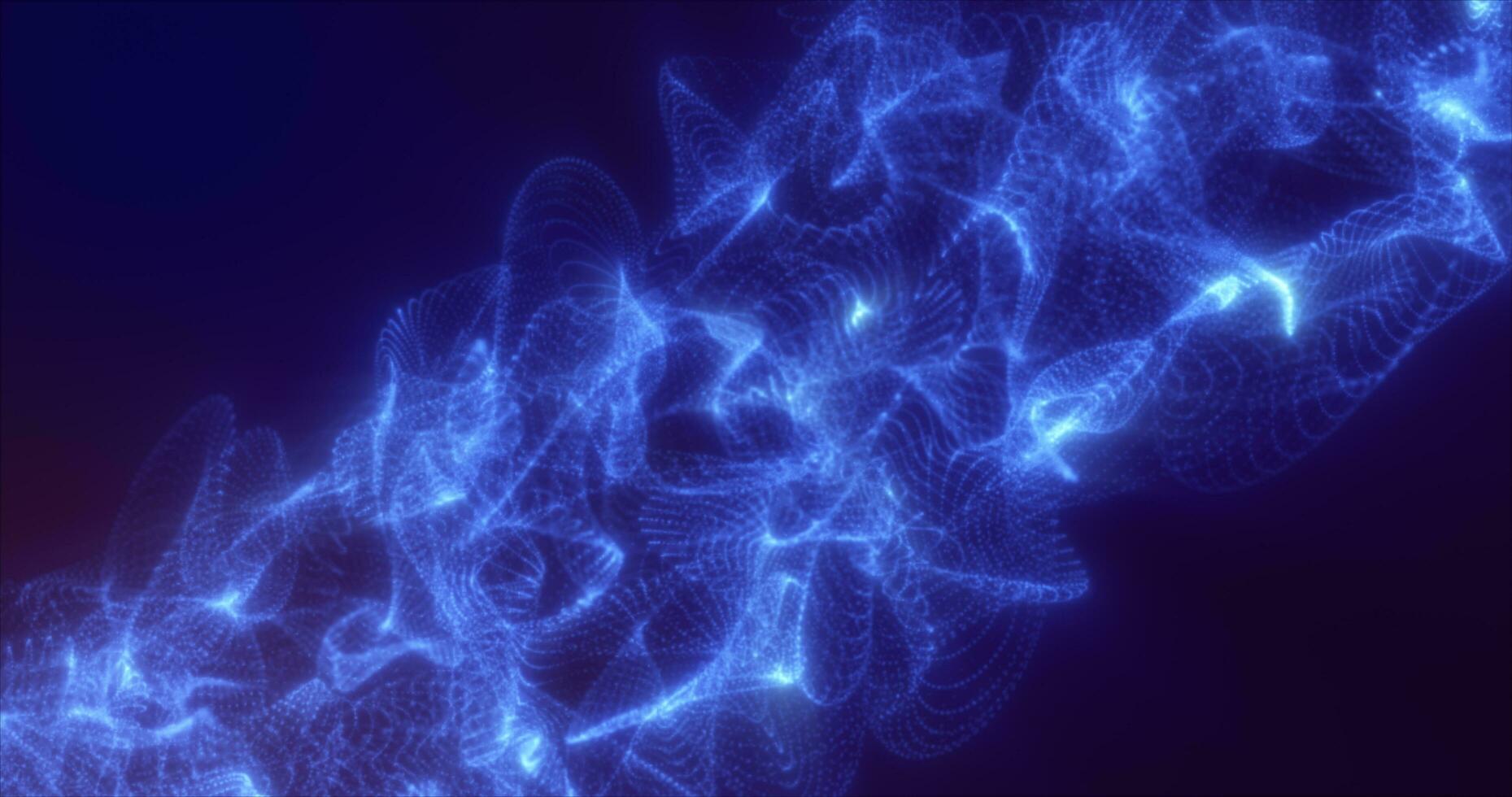 Abstract blue energy waves from futuristic hi-tech mesh particles glowing background photo