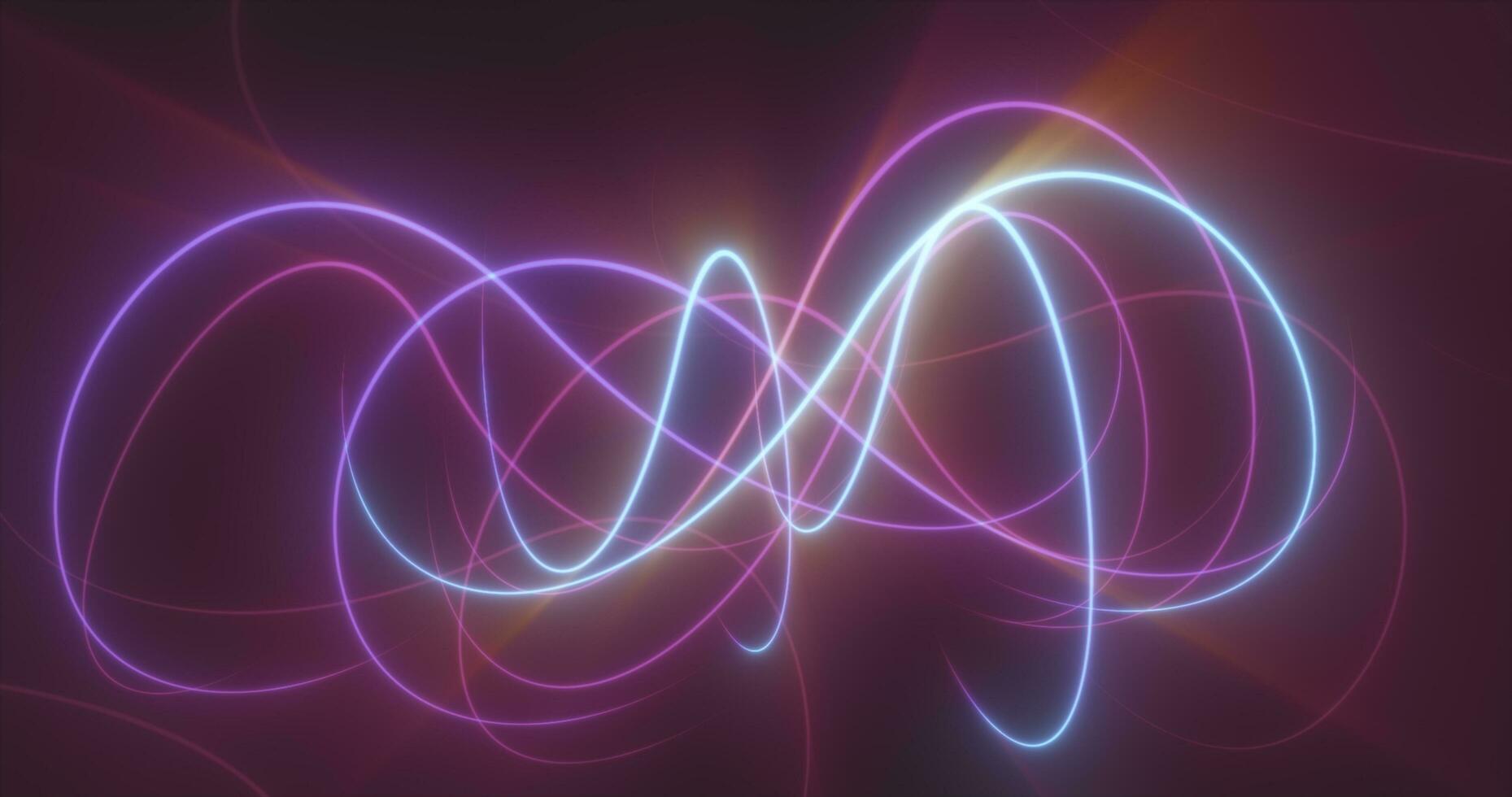 Abstract multicolored glowing bright magical energy lines on a black background photo