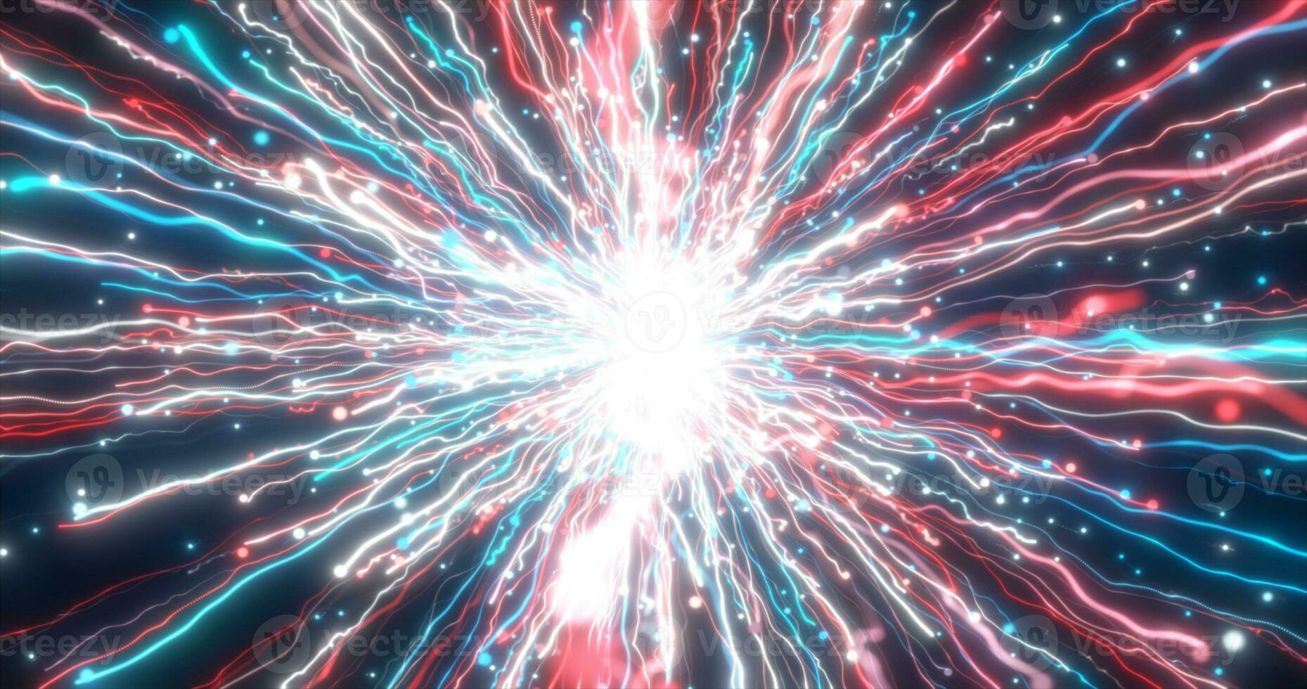 Abstract glowing energy explosion blue swirl fireworks from lines and magic particles of american flag color abstract background photo